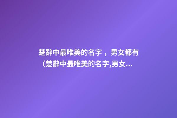 楚辭中最唯美的名字，男女都有（楚辭中最唯美的名字,男女都有什么）